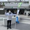 駅前でご挨拶